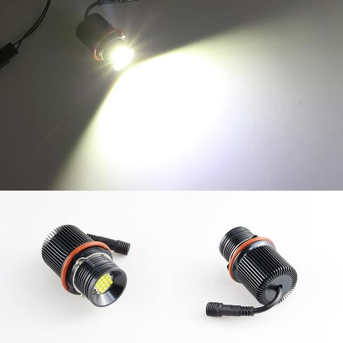 APMAT LED عيون الملاك الدائري هالو لمبات مصابيح ماركر متوافقة مع BMW 5 6 7 Series X3 X5 (E39 E53 E60 E63 E64 E65 E66 E83)، مصابيح بيضاء 80W 7000K in Kuwait
