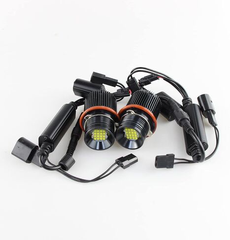 APMAT LED عيون الملاك الدائري هالو لمبات مصابيح ماركر متوافقة مع BMW 5 6 7 Series X3 X5 (E39 E53 E60 E63 E64 E65 E66 E83)، مصابيح بيضاء 80W 7000K in Kuwait