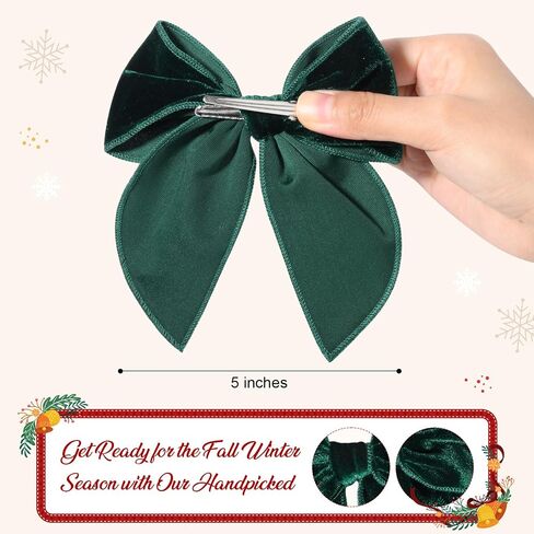 DEEKA 8 PCS Large Corduroy Hair Bows Christmas Fable Hair Clips for Toddler Girls Handmade Warm Black Red Fabric Hair Accessories for Little Girls Kids -Black/Red in Saudi Arabia