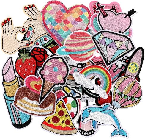 30Pcs Pink Style Iron on Patches Girl Themes Iron on Patches Embroidered Vintage Girl Patches Embroidered Appliqué Pink Iron on Patches Cute Applique Patches for Clothes Hats Jeans Skirts Backpacks in Saudi Arabia