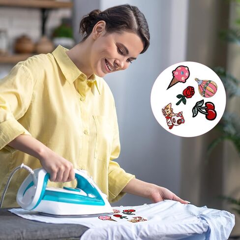 30Pcs Pink Style Iron on Patches Girl Themes Iron on Patches Embroidered Vintage Girl Patches Embroidered Appliqué Pink Iron on Patches Cute Applique Patches for Clothes Hats Jeans Skirts Backpacks in Saudi Arabia