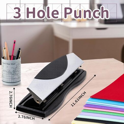 Hole Punches, 2 Hole Punch, Adjustable Two Hole Punch, Heavy Duty 2-Hole Punch, 30 Sheet Capacity Hole Puncher, Metal Paper Puncher, Locking Handle in Kuwait