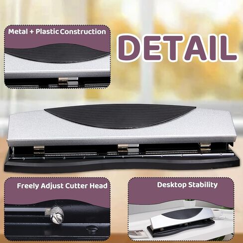Hole Punches, 2 Hole Punch, Adjustable Two Hole Punch, Heavy Duty 2-Hole Punch, 30 Sheet Capacity Hole Puncher, Metal Paper Puncher, Locking Handle in Kuwait