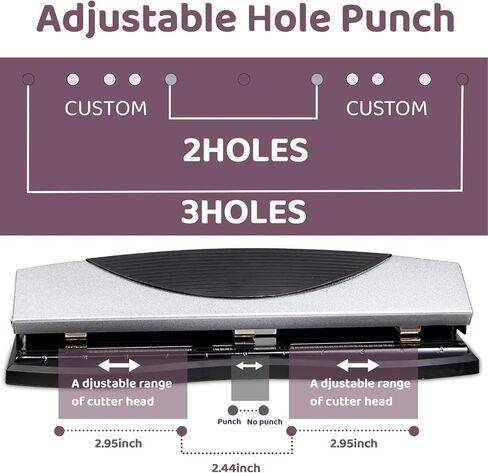 Hole Punches, 2 Hole Punch, Adjustable Two Hole Punch, Heavy Duty 2-Hole Punch, 30 Sheet Capacity Hole Puncher, Metal Paper Puncher, Locking Handle in Kuwait
