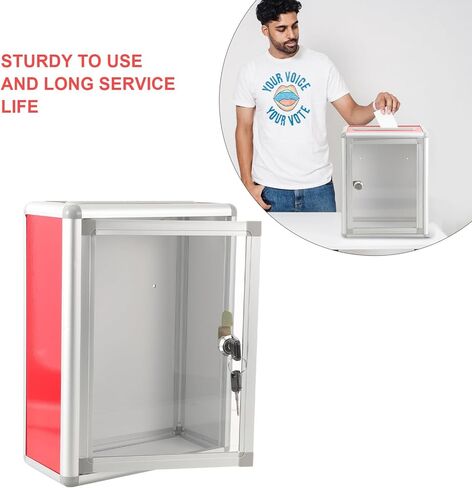 Yardwe Acrylic Donation Box with Lock, Clear Ballot Box with Slot Donation Boxes for Fundraising Suggestion Box Storage Container for Voting, Raffle Box in Saudi Arabia
