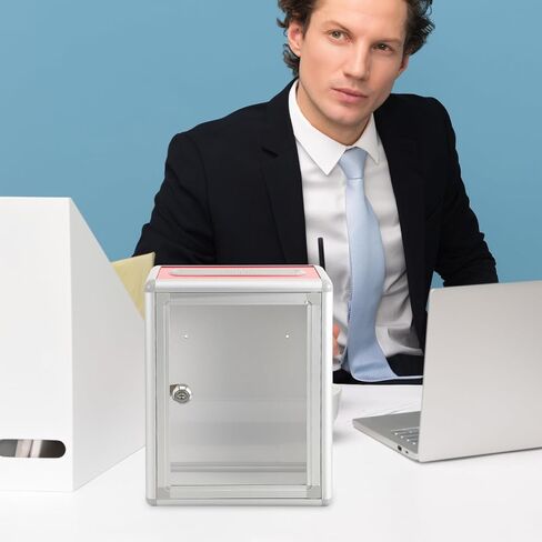 Yardwe Acrylic Donation Box with Lock, Clear Ballot Box with Slot Donation Boxes for Fundraising Suggestion Box Storage Container for Voting, Raffle Box in Saudi Arabia