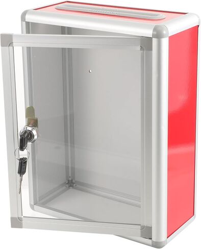 Yardwe Acrylic Donation Box with Lock, Clear Ballot Box with Slot Donation Boxes for Fundraising Suggestion Box Storage Container for Voting, Raffle Box in Saudi Arabia