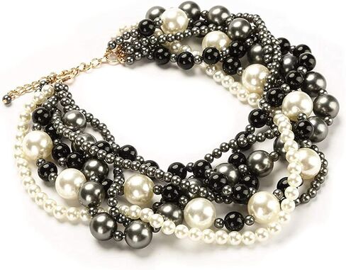 كبير لؤلؤة المختنق قلادة للنساء بيان قلادة المجوهرات مقلد لؤلؤة كبيرة حبلا مكتنزة مريلة قلادة مطرز اللؤلؤ in Kuwait