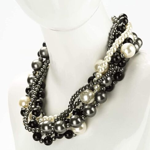 كبير لؤلؤة المختنق قلادة للنساء بيان قلادة المجوهرات مقلد لؤلؤة كبيرة حبلا مكتنزة مريلة قلادة مطرز اللؤلؤ in Kuwait