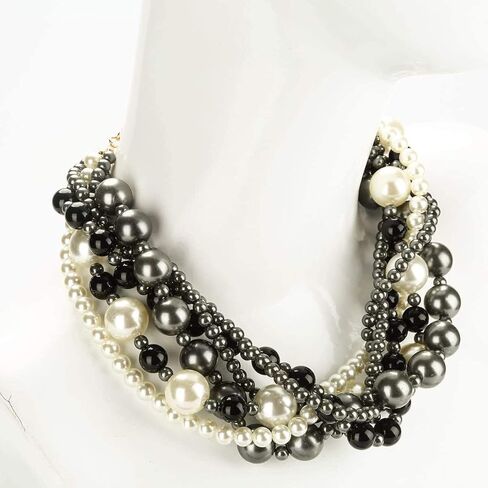 كبير لؤلؤة المختنق قلادة للنساء بيان قلادة المجوهرات مقلد لؤلؤة كبيرة حبلا مكتنزة مريلة قلادة مطرز اللؤلؤ in Kuwait