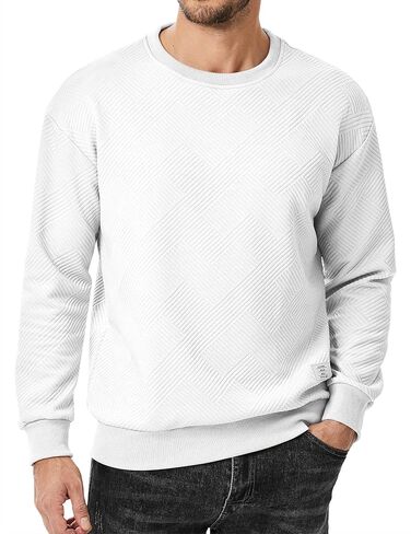 JMIERR Men's Crewneck Sweatshirt Casual Long Sleeve Geometric Texture Sweatshirts Fashion Pullover Shirts in Saudi Arabia