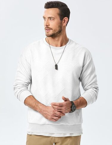 JMIERR Men's Crewneck Sweatshirt Casual Long Sleeve Geometric Texture Sweatshirts Fashion Pullover Shirts in Saudi Arabia