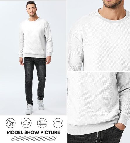 JMIERR Men's Crewneck Sweatshirt Casual Long Sleeve Geometric Texture Sweatshirts Fashion Pullover Shirts in Saudi Arabia