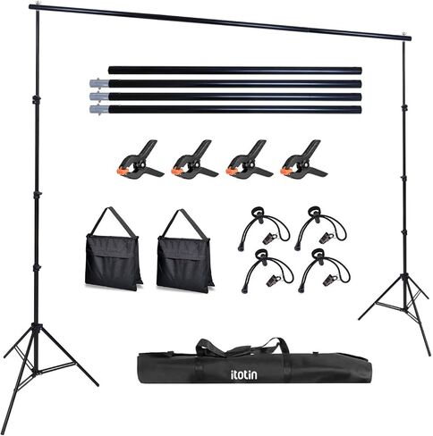 Photo Video Studio Backdrop Stand, 9.19ft Stainless Steel Backdrop Support System Background Stand with Carry Bag for Portrait & Studio Photography in Kuwait
