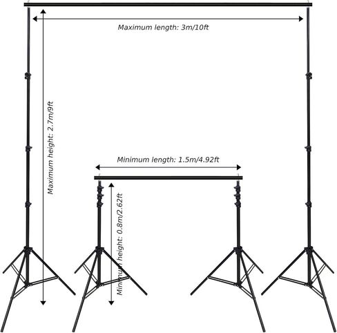 Photo Video Studio Backdrop Stand, 9.19ft Stainless Steel Backdrop Support System Background Stand with Carry Bag for Portrait & Studio Photography in Kuwait