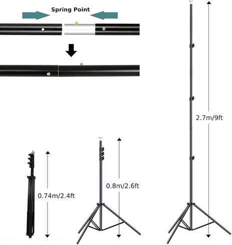 Photo Video Studio Backdrop Stand, 9.19ft Stainless Steel Backdrop Support System Background Stand with Carry Bag for Portrait & Studio Photography in Kuwait