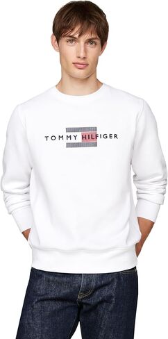 Tommy Hilfiger Men's Medium Weight Crewneck Sweatshirt with Embroidered Flag Logo in Saudi Arabia