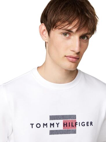 Tommy Hilfiger Men's Medium Weight Crewneck Sweatshirt with Embroidered Flag Logo in Saudi Arabia