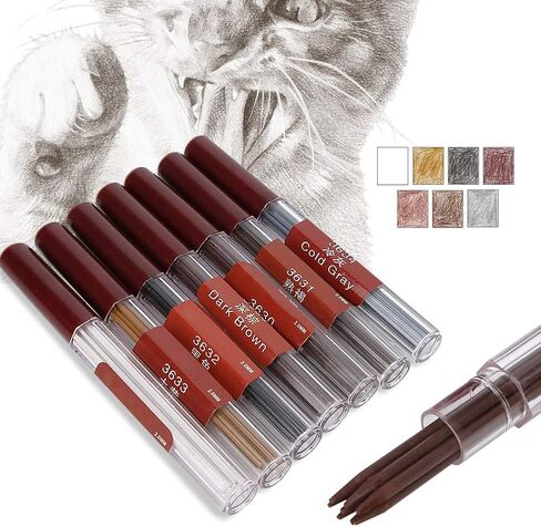 2.0mm Color Pencil , 7 Assorted Colored Refills, Bold and 90 mm Tall Refill Mechanical Pencil Leads, 8pcs for Each Color in Saudi Arabia