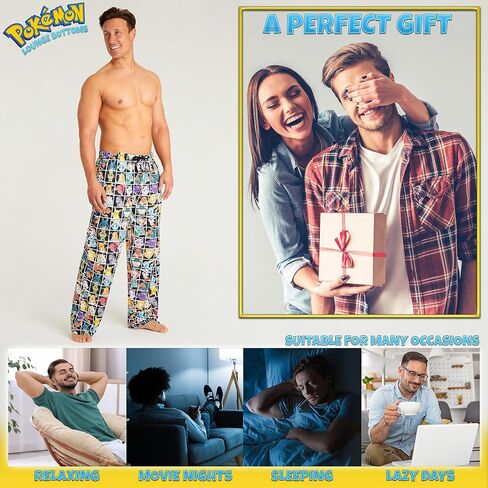 Pokemon Mens Pyjama Bottoms - Nightwear PJs for Men and Teenagers S-3XL Lounge Wear Trousers - Mens Gifts in Saudi Arabia
