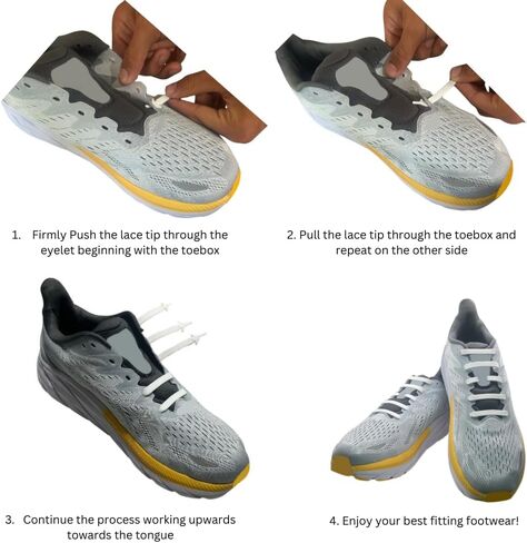 SOLESHIELDZ - No Tie, Silicone Elastic Shoe Laces Unisex - White and Black Shoe Strings for Sneakers, and Sneakers, Black in Saudi Arabia