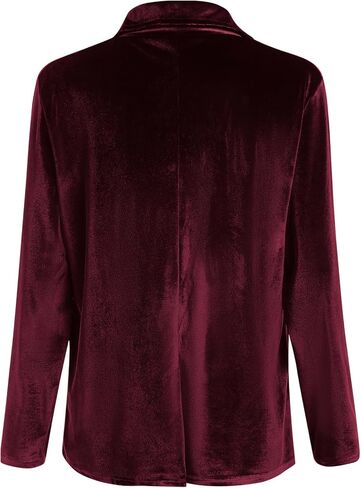 Velvet Blazer for Women 1 Button Long Sleeve Blazer Jacket Office Ladies Suit Wedding Funeral Tuxedo Jacket in Kuwait