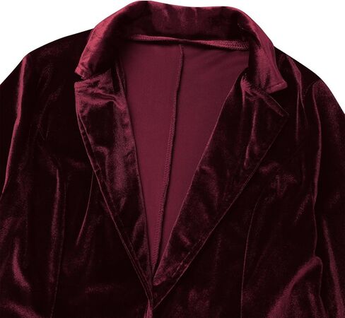 Velvet Blazer for Women 1 Button Long Sleeve Blazer Jacket Office Ladies Suit Wedding Funeral Tuxedo Jacket in Kuwait