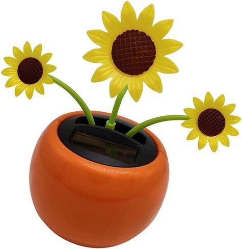 Yellow Solar Powered Dancing Flower, Decoration Gift, Swinging Dancer Toy, No Battery Required, Car Decor Kids Toys, Sunflower Car Decoration(Sun Flower) in Saudi Arabia