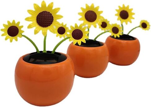 Yellow Solar Powered Dancing Flower, Decoration Gift, Swinging Dancer Toy, No Battery Required, Car Decor Kids Toys, Sunflower Car Decoration(Sun Flower) in Saudi Arabia