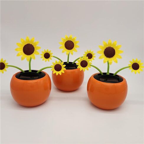 Yellow Solar Powered Dancing Flower, Decoration Gift, Swinging Dancer Toy, No Battery Required, Car Decor Kids Toys, Sunflower Car Decoration(Sun Flower) in Saudi Arabia