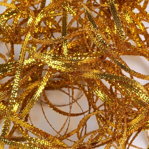 Gold Thin Ribbon 1/8 inch Metallic Braided Double Faced Curling Balloon String Ribbons for Crafts Gift Wrapping Hair Party Wedding Christmas Ornaments Tag Decoration 7 Yard x 3 Rolls in Saudi Arabia