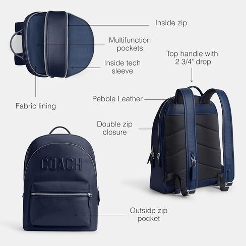 COACH Men's Charter Backpack, Charcoal, Standard in Saudi Arabia