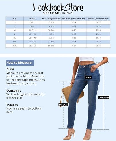LookbookStore Skinny Jeans for Women Trendy High Waist Slim Fit Comfort Jeggings Jeans Stretchy Denim Pants Work Casual in Kuwait