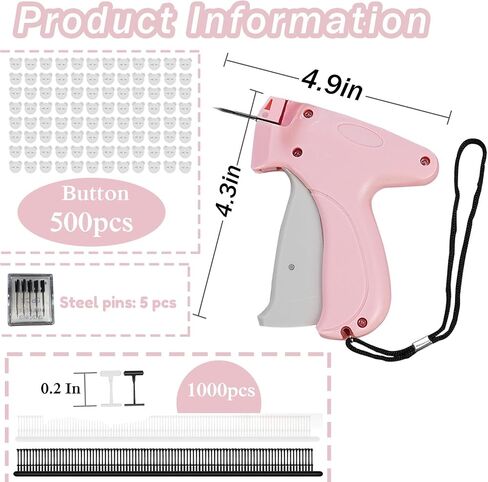 Mini Stitchy Gun kit for Clothing- Stitchy Quick Clothing Fixer, Stitch Gun Sewing Tool Kit W 500 Black & 500 White 5mm Mini Fasteners,500pcs Bear Buttons,5pcs Needles in Saudi Arabia