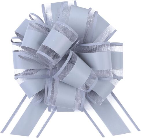 12 Pieces Large Pull Bows,6 inches Simple Style Gift Bow for Christmas Party Birthday Gift Wedding Ribbon Bows for Wrapping Boxes or Flower Decorations, Valentine's Day Gift Decorations (Grey) in Saudi Arabia