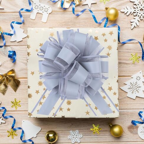 12 Pieces Large Pull Bows,6 inches Simple Style Gift Bow for Christmas Party Birthday Gift Wedding Ribbon Bows for Wrapping Boxes or Flower Decorations, Valentine's Day Gift Decorations (Grey) in Saudi Arabia