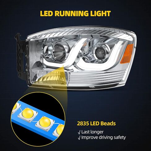 DWVO Headlight Assembly Compatible with 2006-2008 Dodge Ram 1500/06-09 Dodge Ram 2500 3500 Pickup Replacement Headlamp Driving Light Black Housing Amber Reflector Clear Lens in Saudi Arabia