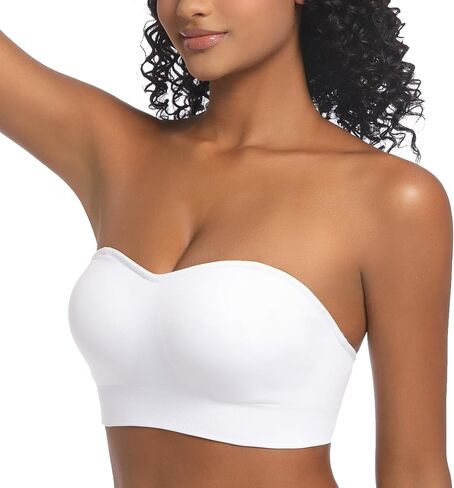 PRETTYWELL Strapless Bra for Women Comfort Non-Slip Seamless Padded Bandeau Bras Wireless Tube Top Bra with Multi-Way Straps in Kuwait