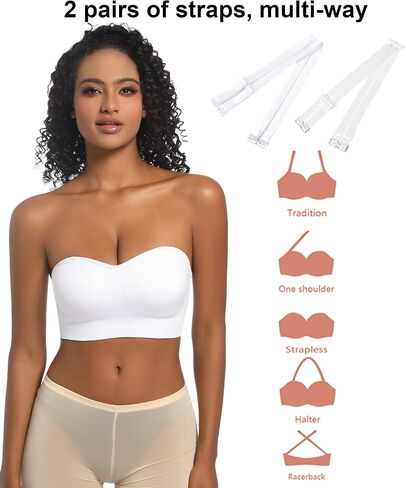 PRETTYWELL Strapless Bra for Women Comfort Non-Slip Seamless Padded Bandeau Bras Wireless Tube Top Bra with Multi-Way Straps in Kuwait