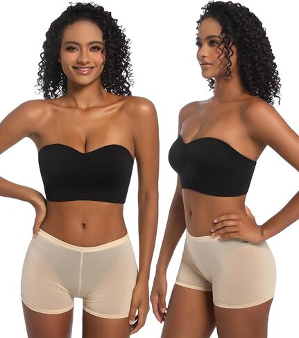 PRETTYWELL Strapless Bra for Women Comfort Non-Slip Seamless Padded Bandeau Bras Wireless Tube Top Bra with Multi-Way Straps in Kuwait