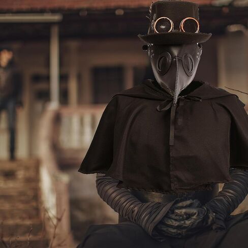 قناع طبيب الطاعون الهالوين مع عباءة وقبعة 3 عبوات من أقنعة طبيب الطاعون Steampunk للبالغين in Kuwait