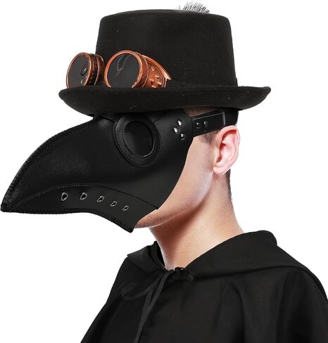 قناع طبيب الطاعون الهالوين مع عباءة وقبعة 3 عبوات من أقنعة طبيب الطاعون Steampunk للبالغين in Kuwait