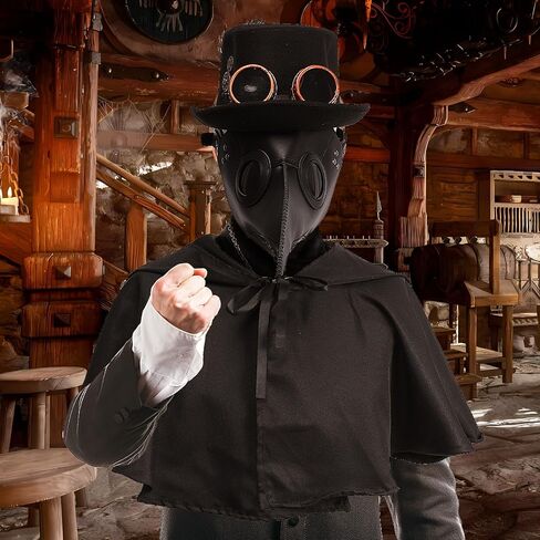 قناع طبيب الطاعون الهالوين مع عباءة وقبعة 3 عبوات من أقنعة طبيب الطاعون Steampunk للبالغين in Kuwait