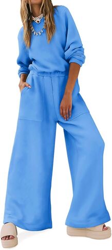 Yousify Women Trendy Rompers 2024 Fall Wide Leg Long Sleeve Jumpsuits Casual Sweatshirt One-Piece Outfit Backless Cutout in Kuwait