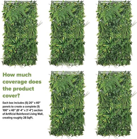 Artificial Rainforest Living Wall Vertical Garden for Outdoor Hedge Installments or Indoor Decor (5 Pack) 28 SQF in Saudi Arabia