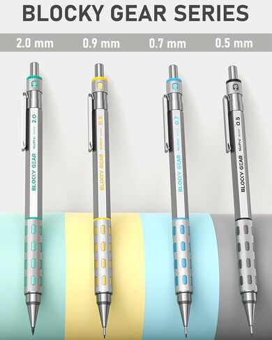 Nicpro 36PCS Blocky Gear Mechanical Pencil Set with Case, Metal Mechanical Pencils 0.3, 0.5, 0.7, 0.9, 2mm Lead Holder for Art Drawing Sketching with 21 Tubes (6B 4B 2B HB 2H 4H Colors) Lead Refills in Saudi Arabia