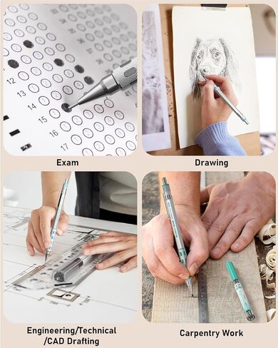 Nicpro 36PCS Blocky Gear Mechanical Pencil Set with Case, Metal Mechanical Pencils 0.3, 0.5, 0.7, 0.9, 2mm Lead Holder for Art Drawing Sketching with 21 Tubes (6B 4B 2B HB 2H 4H Colors) Lead Refills in Saudi Arabia