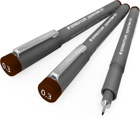 Staedtler 308 Pigment Liner Fineliner – 0.3mm – Pack of 3 – Brown in Kuwait
