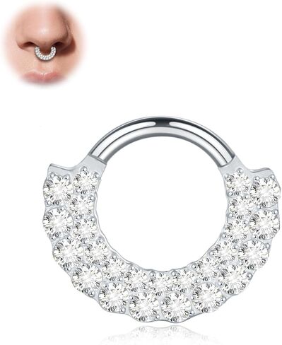 Aumeo G23 Titanium Septum Nose Rings 16G Nose Hoop Ring Hinged Septum Clicker Nose Ring Daith Tragus Hoop Earring in Saudi Arabia