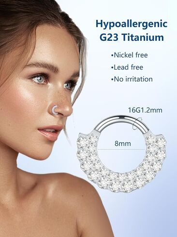 Aumeo G23 Titanium Septum Nose Rings 16G Nose Hoop Ring Hinged Septum Clicker Nose Ring Daith Tragus Hoop Earring in Saudi Arabia